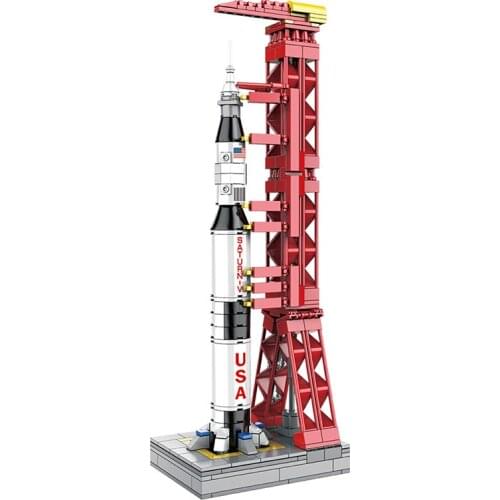 425PCS Aerospace Space Apollos Project Saturn V Carrier Rocket MOC Astronaut Building Blocks Bricks Classic Model Lunar Children