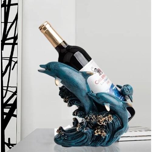 Creative Crafts Resin Red Wine Holder Frame Dolphin Room Decoration Cattle Porcelain Animal Figurines
