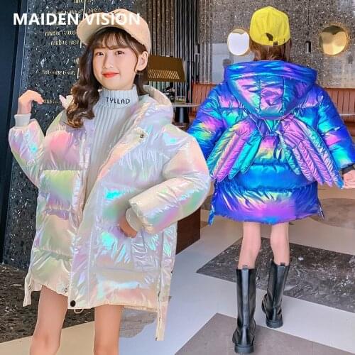 Childrens jacket for girls winter long coat Thicken Overcoat wing Colorful down jacket cotton kids clothes girl hooded jacket
