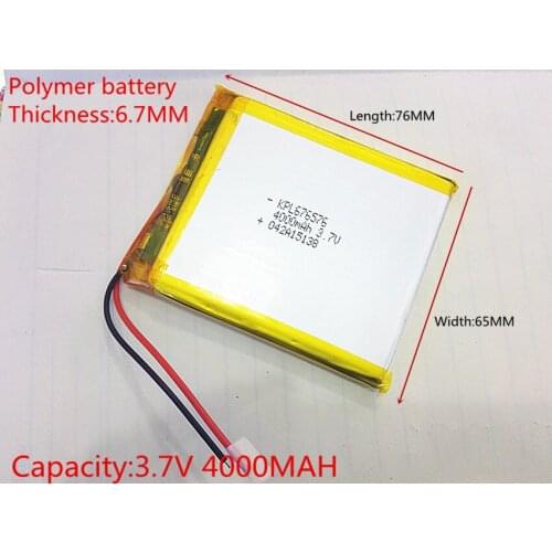 3.7V,4000mAH,676576 PLIB ( polymer lithium ion battery ) Li-ion battery for tablet pc,GPS,mp3,mp4,cell phone,speaker