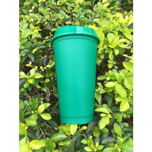 Bpa free watertight 16oz food grade quality starbuckss matte finish reusable plastic coffee cup with lid no printing