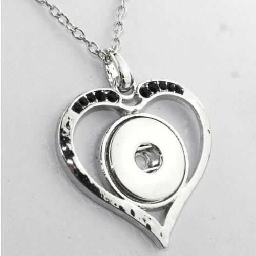 NE217 Black crystal snap button jewelry newest classical pendant Necklace(fit 18mm snap ) 031002