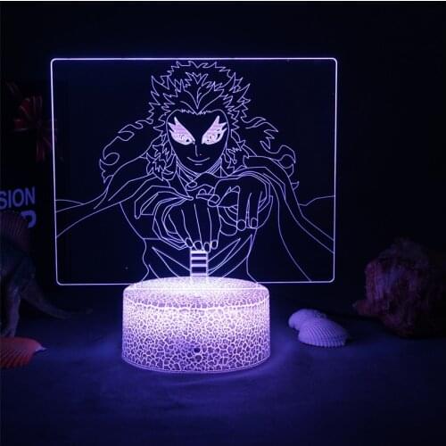 Manga Demon Slayer Rengoku Shinjurou 3D Night Light Desk Table Lamps For Home Decoration Light Gift For Friend Kimetsu No Yaiba