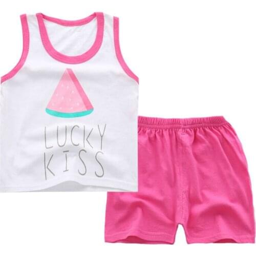 2020 new summer Childrens sets cotton baby girl and boy clothes set Sleeveless Vest Shorts kids body suit cartoonTwo-Piece Set