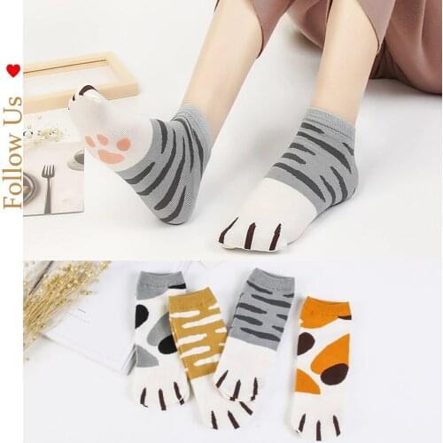 Autumn Cat Paw Socks Japanese-Style Combed Cotton Thin Cute Womens Low-Cut Liners Socks