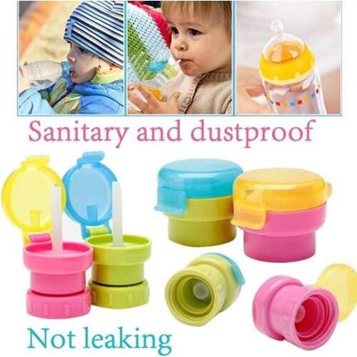 Portable Straw Cap With Tube Hygiene Drink Feeder No Spill Choke Cute Water Bottle Adapter Caps Drinking Straws For Baby Infants