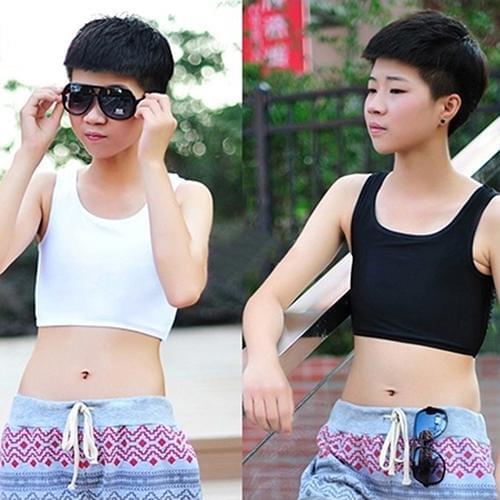 Girl\s Casual Breathable Buckle Short Chest Breast Binder Corset Undershirt Vest Seamless Underwear Brassiere Strapless Crop To
