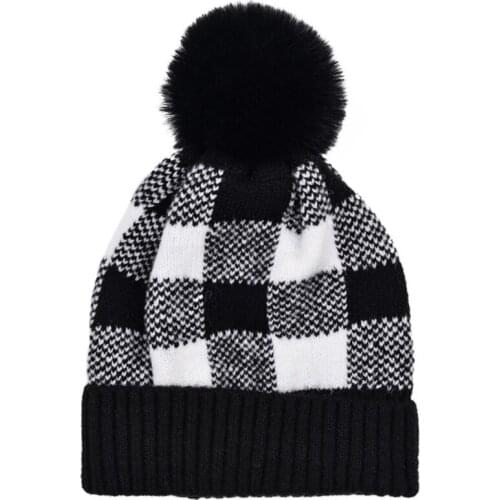 1 Pack Santa Hat Christmas Lattice Detachable Wool Ball Unisex Comfort Christmas Hats for Christmas New Year Festive