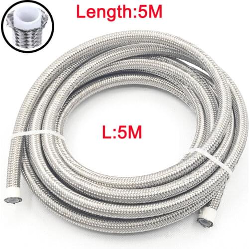 Length 5M AN3 AN4 AN6 AN8 AN10 Racing Hose 304 Stainless Steel Braided PTFE Brake Hose Fuel Oil Line Oil Cooler Hose Pipe