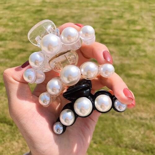 Pearls Hairpins Jewelry Banana Clips Headwear Women Hairgrips Girl Ponytail Crab Hair Pins Bath Hair Clips Large/Mini Size