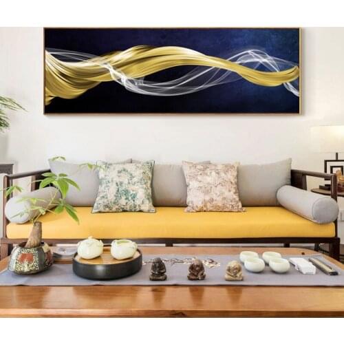 Modern Abstract Art Posters and Prints Wall Art Canvas Painting Gold Yellow Tape Pictures for Living Room Home Decor No Frame