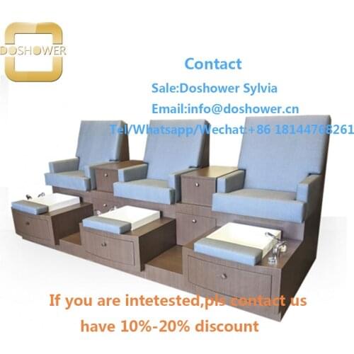 Nail spa equipment with nail polish gel uv for beauty triple pedicure bench