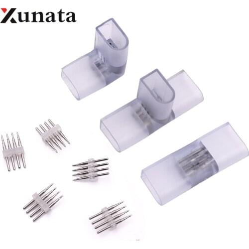 4 pin I L T shape Corner connector middle plug With Copper needle for 110V 220V 2835 5050 RGB Size 10X20mm Neon Strip