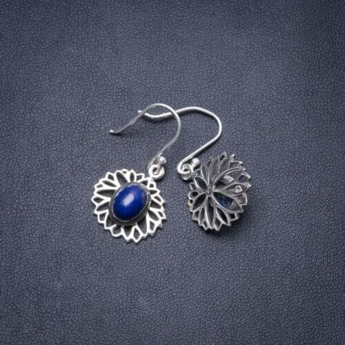 Natural Lapis Lazuli Handmade Unique 925 Sterling Silver Earrings 1.25" Y2976