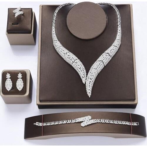 Jewellery HADIYANA Classic Necklace Earrings Ring Bracelet Jewelry Sets For Women Elegant Wedding Party Gift CNY0060 Bisuteria