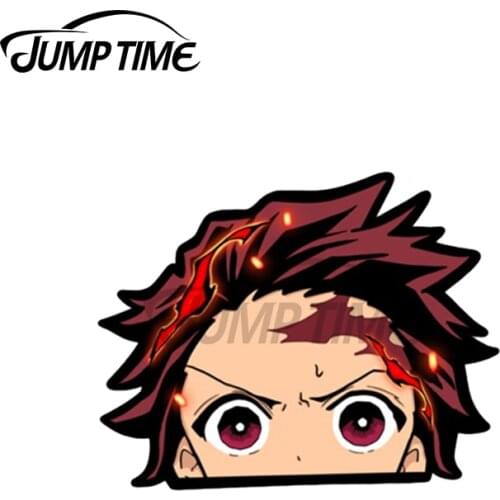 Jump Time 13 x 8.5cm For Tanjiro Anime Peeker Funny Car Stickers Car Accessories Laptop Motorcycle Fine Waterproof Decal