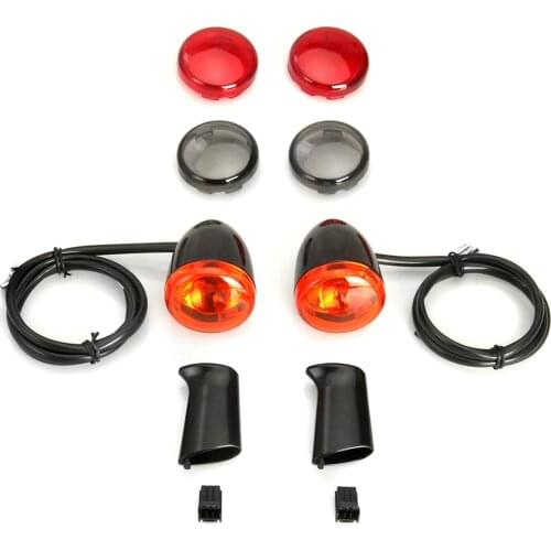 For harley davidson sportster XL883 1200 Rear Black bullet Turn Signals Indicator Lights With long bracket 1992-2021