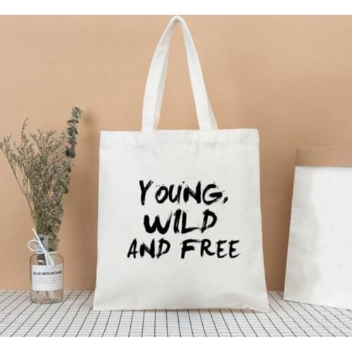 Letter Eco Canvas Shopping Bag Women Tote Bag Reusable Shoulder Bag Foldable Portable Shopper Bag Print Casual Travel Handbags