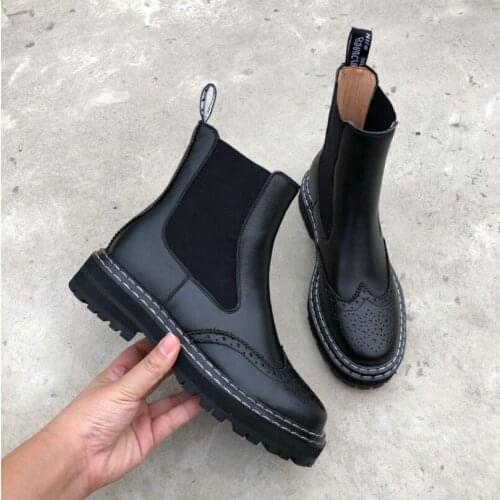 2021 Flat Boots Womens Fashion Leather Elastic Ankle Shoes Ladies Hollow Ladies Short Martin Boots Black New