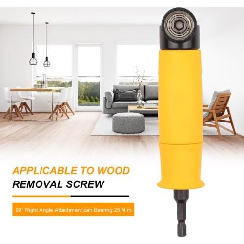 1/4 Inch Right Angle Attachment Right Angle Drill Driver Screwdriver Extension Holder Adapter 90 Degree Angle Yellow Hex Shank