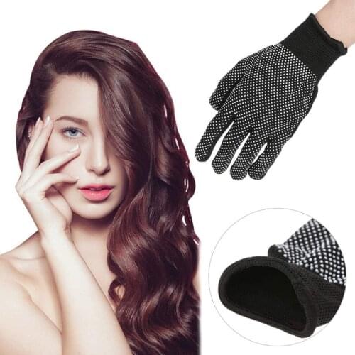 1Pair Heat Resistant Gloves for Hair Styling Curling Straight Flat Iron Work Gloves Heat Proof AntiSlip Silicon Bumps Glove Mitt