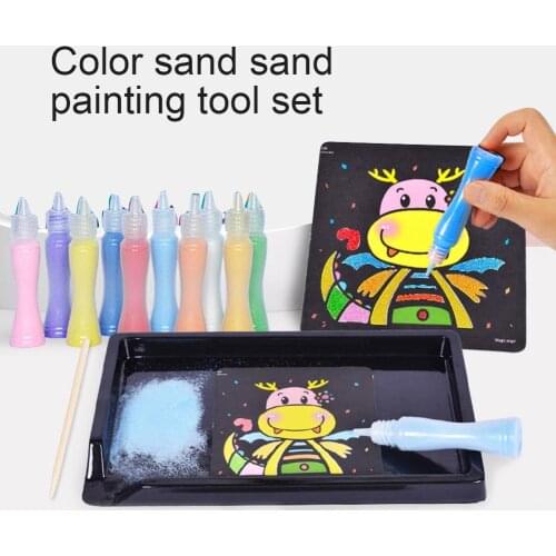 10/24/26 Sheet DIY Color Sand Painting Cards Magic Scratch Art Doodle Pad Drawing Craft Kid Education Toy