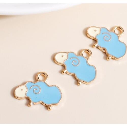 10pcs 19*15mm 3 Color Cute Sheep Charms for Jewelry Making Enamel Animal Charms DIY Pendants Earrings Necklaces Accessories