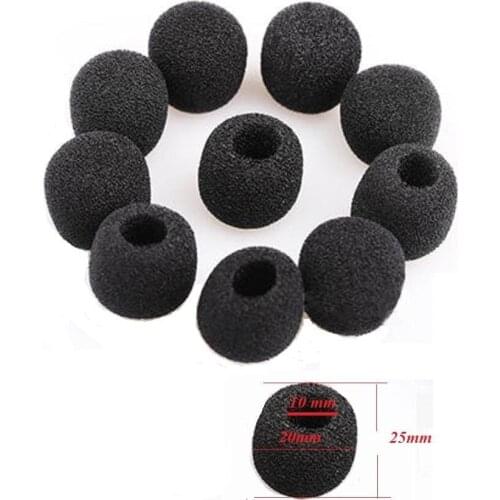 10 Pack Black Mini Microphone microfoon Headset Windscreen Foam Mic Cover 25x10 mm