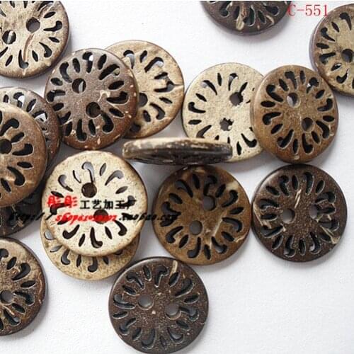 100 pieces/lot Natural Coconut Buttons Grament Buttons Diy Beads 15mm C551