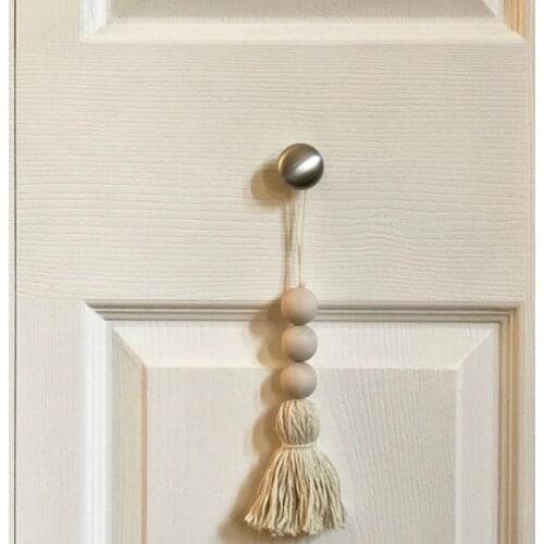 2Pcs Tassle Farmhouse Beads Natural Wood Bead Garland Kids Baby Nursery Room Decor Rustic Wedding Vase Ornament