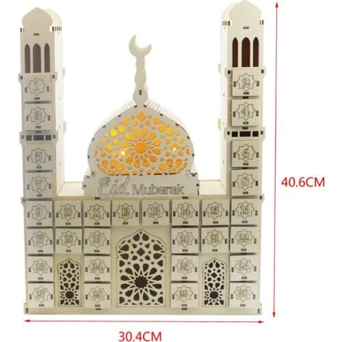 2021 New Eid Mubarak Countdown Calendar DIY Ramadan Ornaments Wooden Drawer Party Decor
