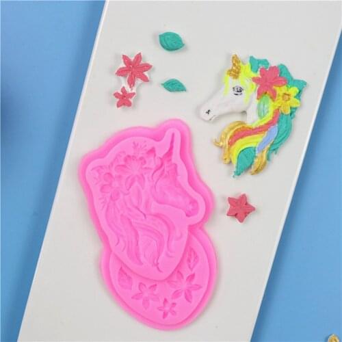 3D Unicorn Silicone Mold Cupcake Topper Decoration Fondant Mold DIY Party Cake Decorating Tool Candy Chocolate Gumpaste Mould