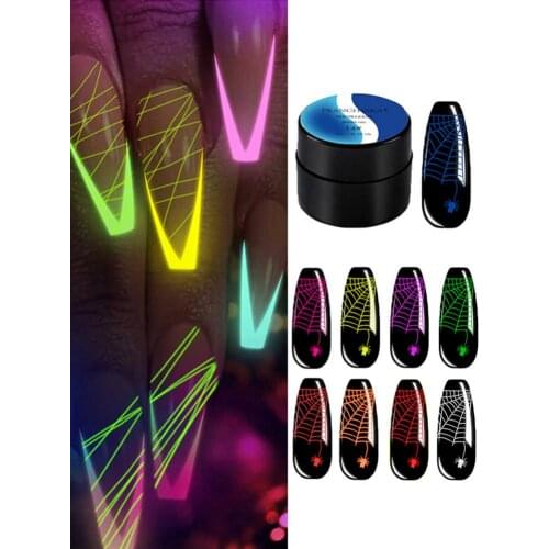 9 Colors/Set Luminous Gel Spider Line For Nails Art Gel Polish Drawing Glue For DIY Creative Phototherapy Glow In The UV Ligh