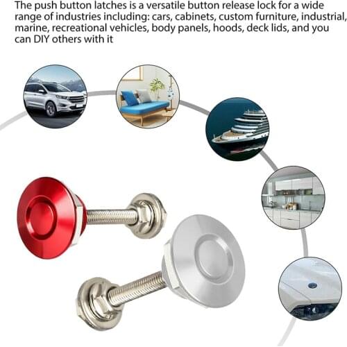 AU05 -4X Quick Release Push Hood Latch Button Car Pin Bonnet Lock Bumper Clip Latches