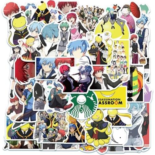B 50Pcs Japan Anime Assassination Classroom Graffiti Cartoon Stickers for Luggage Laptop Skateboard Bicycle Decal Sticker