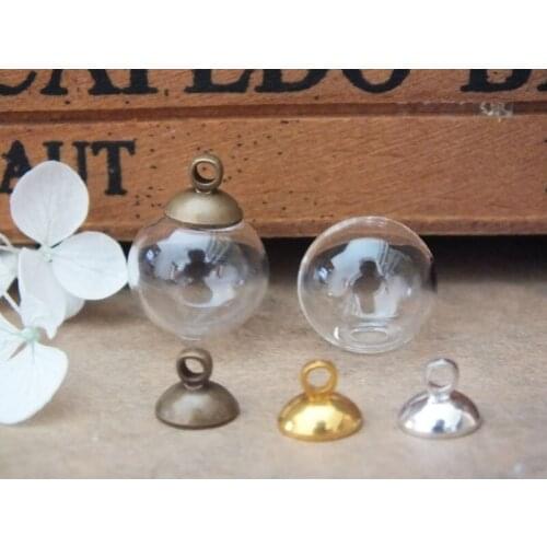 Free ship!! ball glass globe with cap set glass vial pendant /3 color can choose/ DIY jewelry glass necklace pendant