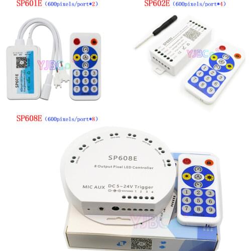 DC5-24V WS2812B Music Controller 2/4/8 CH Signal Output Built In Mic WS2813 WS2815 LED Light Strip Bluetooth App IOS Android