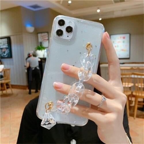 Diamond Pendant Clear Crystal Bracelet Hand Chain Bling Glitter Case Cover For Iphone 12 Mini 11 Pro XS Max XR X 8 7 6S Plus SE