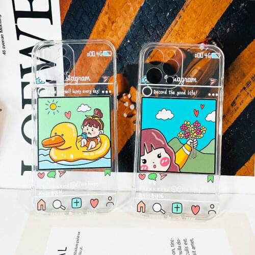 Cartoon Girl with Duck Pool Case Phone Case for Iphone 12 12pro Iphone11 Pro Phone Case Phone Case for Iphone 7 XR XS MAX 8plus