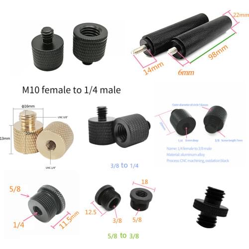 Feichao 1/4" 3/8" 5/8 M10 M4 Thread Metal Screw Mount Adapter Bolt for SLR Camera Tripod Flash Light Mic Converter Photo Studio