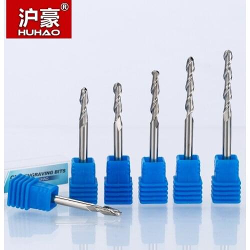 HUHAO 1pc Shank 6mm Ball Nose End Mills 2 Flute Spiral CNC Router Bits For Wood Tungsten Carbide Milling Top Quality Route Tool