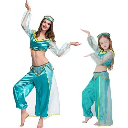 Halloween Kids Adult Cosplay Jasmine Princess Costume Accessories Props Headwear Wig For Girls Lady Christmas Party Dress Up