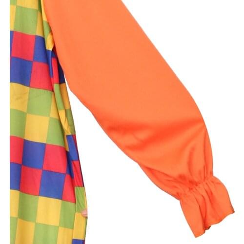 2xCircus Clown Costume Comedy Grids Adult Outfit Funny Party Fancy Dress