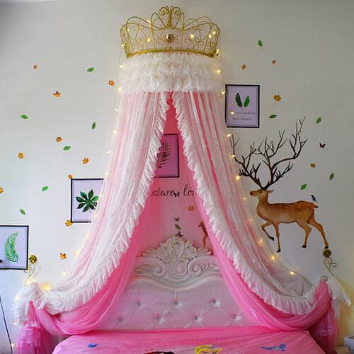 Princess Lace Bed Valance Curtain Bedside Mosquito Net Home Bedroom Decoration Baby Kids Dome Tent Wedding Room Canopy Bedcover