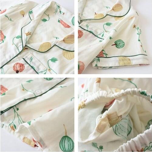 3pcs Lovely Fruit Print Summer Thin Womens Pajamas Cotton Homewear Set Short-sleeved Top + Trousers + Shorts Female Sleepwear