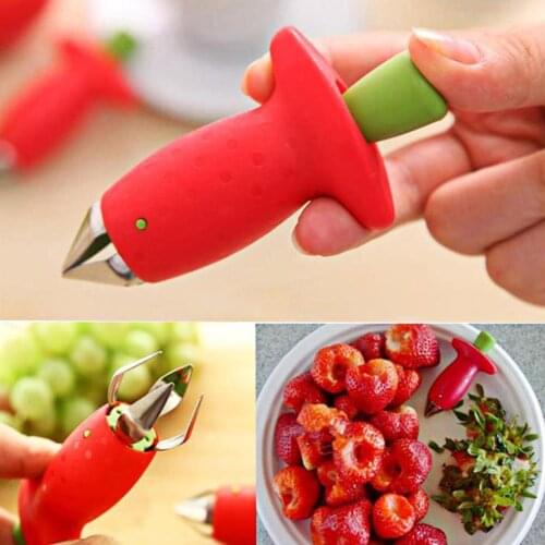 Strawberry Hullers Metal Plastic Fruit Remove Stalks Device Tomato Stalks Strawberry Knife Stem for baby Remover Fruit Slicer