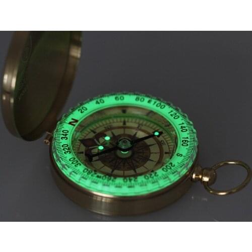 Outdoor Mountaineering Multifunctional Luminous Compass with Cover G50 Pure Copper Compass Pocket Watch Retro Flip Compass