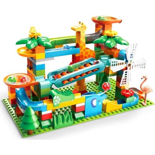 Big Size Music Slide Big Particle Assembly Plastic Building Blocks Forest Amusement Park scene DIY With Figure Animal Gift
