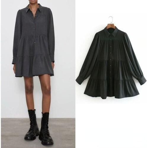 2021 New Street Style Button Ruffled Womens Long-sleeved Shirt British Style Loose Button Top