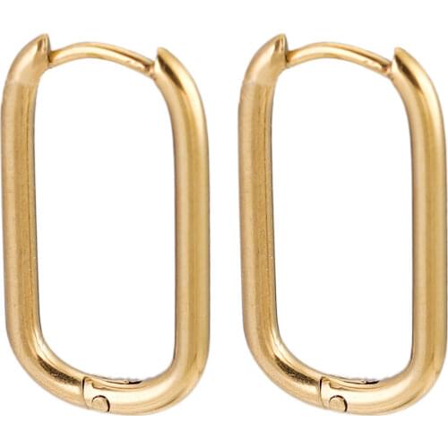 NEW 6pcs Lot Stainless Steel Gold Oval Korean Earrings Hoop Earring for Women Female Retro Drop Fashion Jewelry Wholesale Items